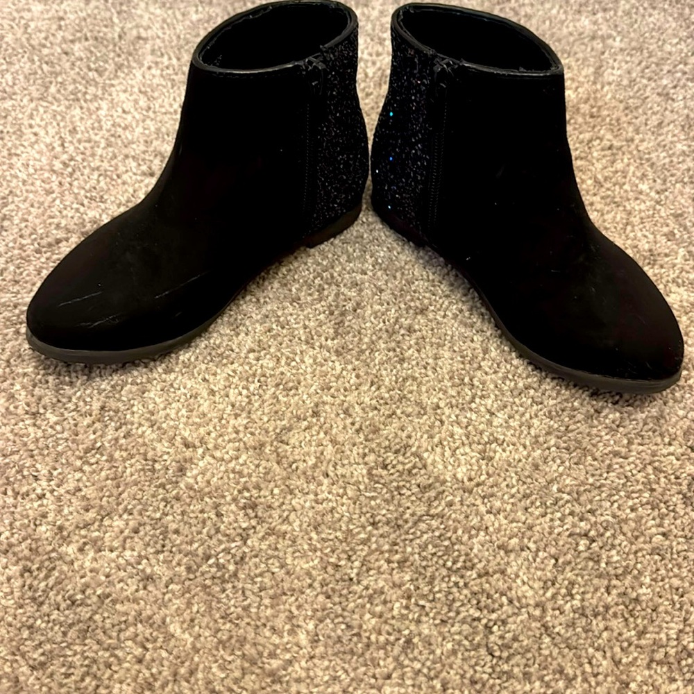 JCREW BLACK SUEDEY, SPARKLE ZIP ANKLE BOOT SZ 10. Worn once excellent condition!